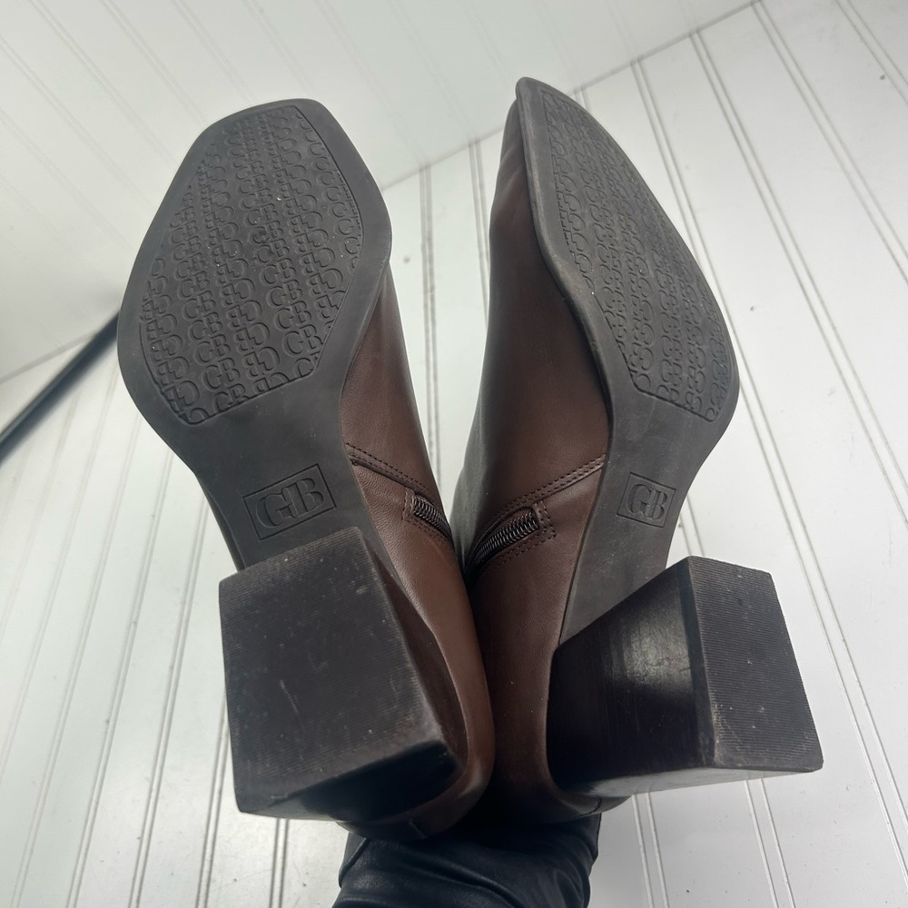 Gianni Bini Holy-Grail Brown Leather Block Heel Booties Womenโs Size 10M $140 - Picture 6 of 14